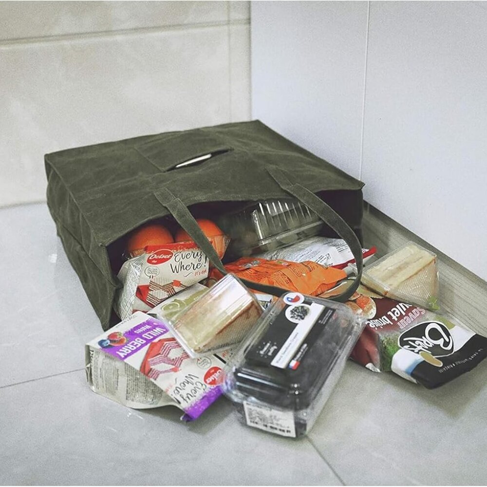 Waxed Canvas Grocery Bag - Picture 2 of 5